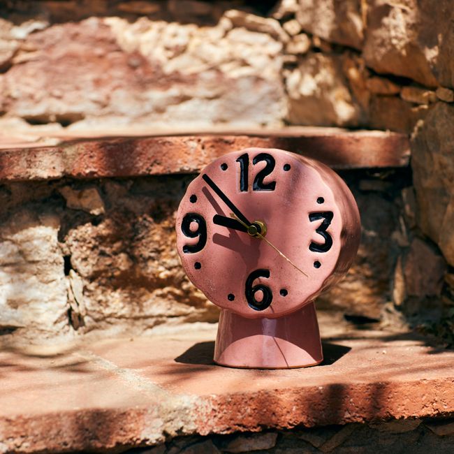 Klok RETRO CERAMIC - Roze