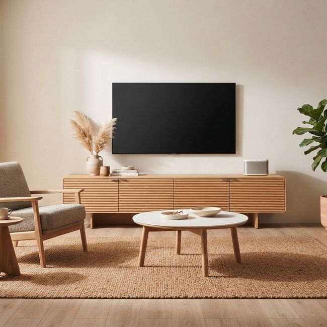 Tv-meubel NORLEN - Naturel eikenfineer