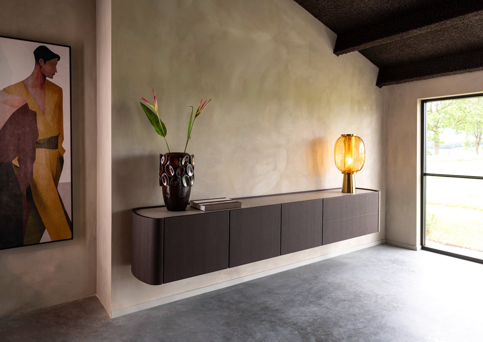 Tv-meubel MODESTO - Hout / steenlook