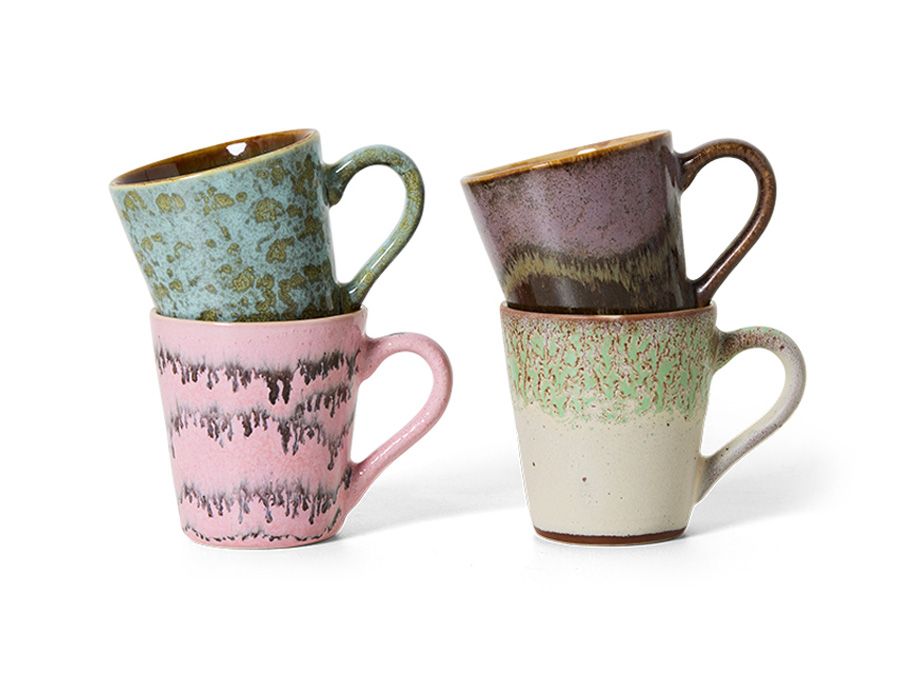 Set van 4 espressomokken 70S CERAMICS - Multicolou HKI KST0155