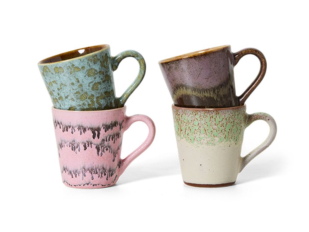 Set van 4 espressomokken 70S CERAMICS - Multicolou HKI KST0155