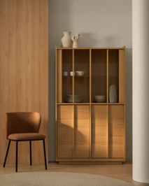 Vitrinekast ONIX - Massief notenhout / Notenfineer KAV M00248MO12