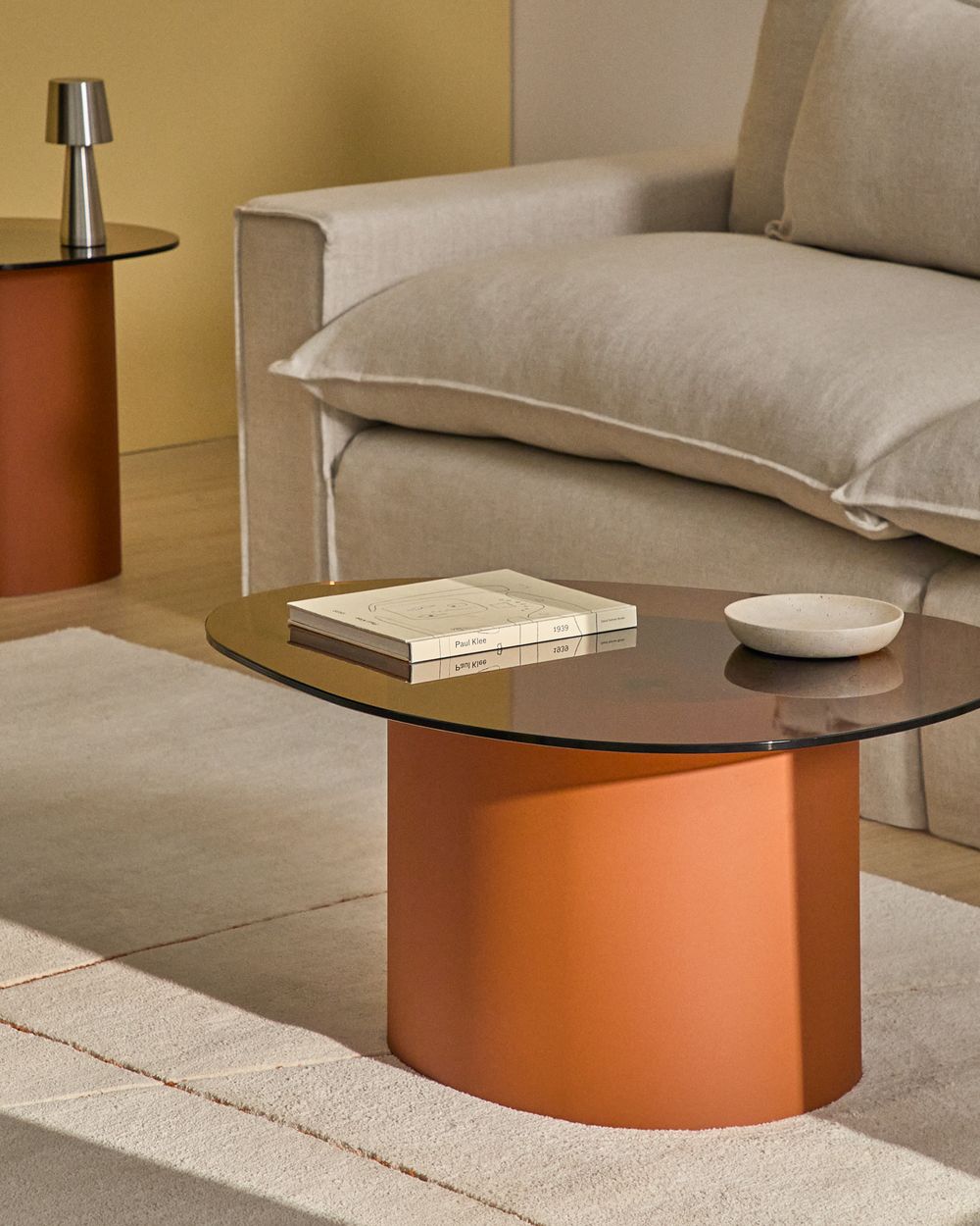 Salontafel OLIR - Bruin glas / Metaal KAV T00230CR10