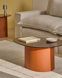 Salontafel OLIR - Bruin glas / Metaal KAV T00230CR10