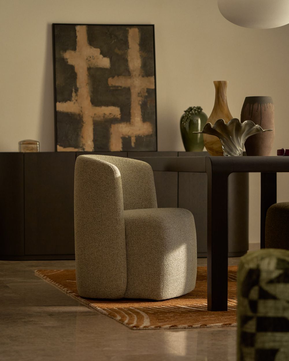 Eetkamerstoel CORVENA - Beige stof KAV C00392FA12