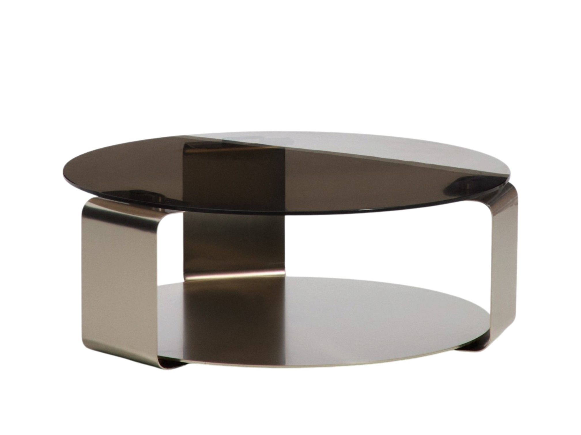 Salontafel DOLVEN - Bruin glas / Geborsteld staal KAV T00487CR10