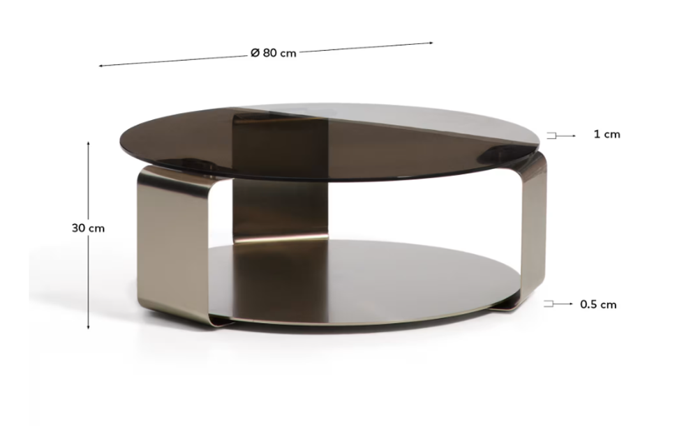 Salontafel DOLVEN - Bruin glas / Geborsteld staal KAV T00487CR10