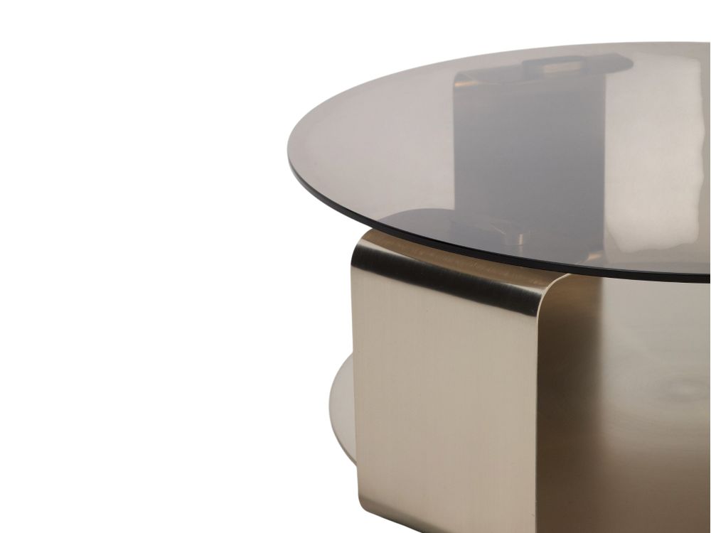 Salontafel DOLVEN - Bruin glas / Geborsteld staal KAV T00487CR10