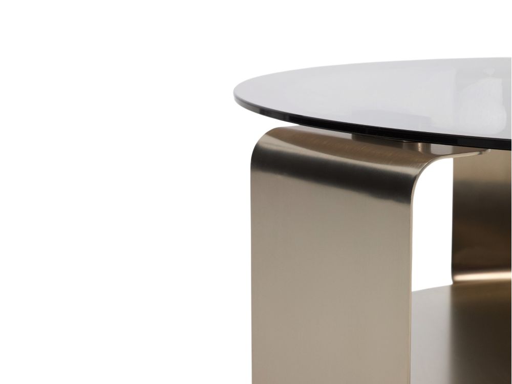 Salontafel DOLVEN - Bruin glas / Geborsteld staal KAV T00487CR10