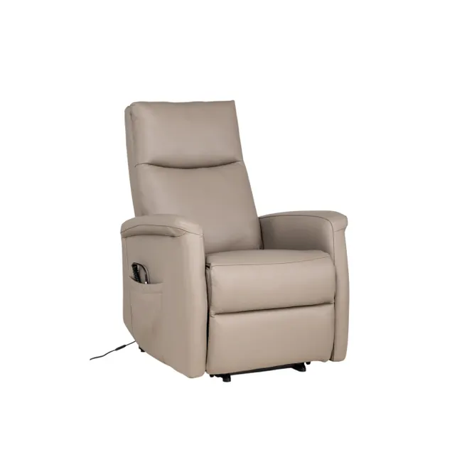 Elektr. relaxfauteuil ROGER - Taupe leder