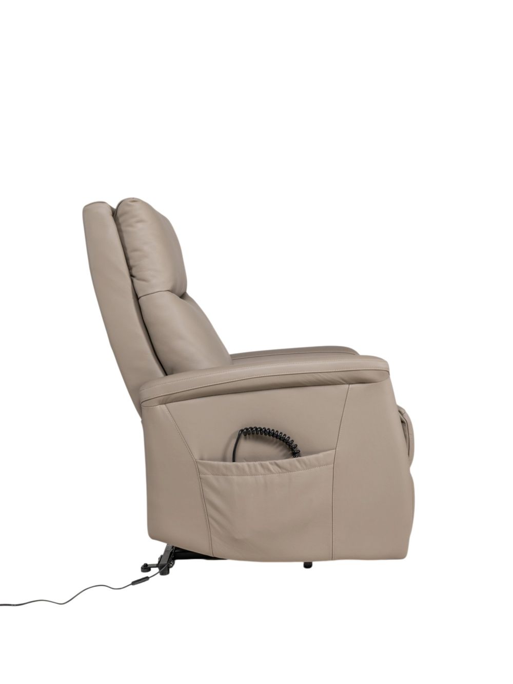Elektr. relaxfauteuil ROGER - Taupe leder DEZ-83-TZ1