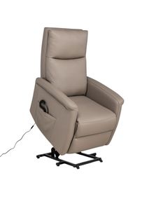 Elektr. relaxfauteuil ROGER - Taupe leder DEZ-83-TZ1