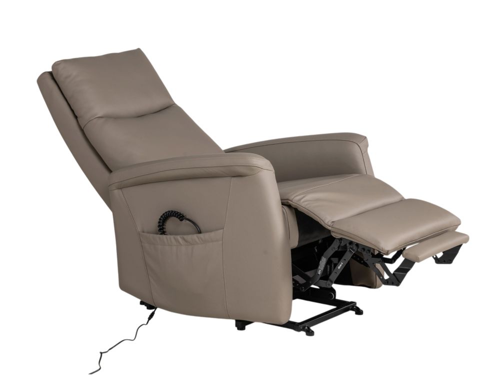Elektr. relaxfauteuil ROGER - Taupe leder DEZ-83-TZ1