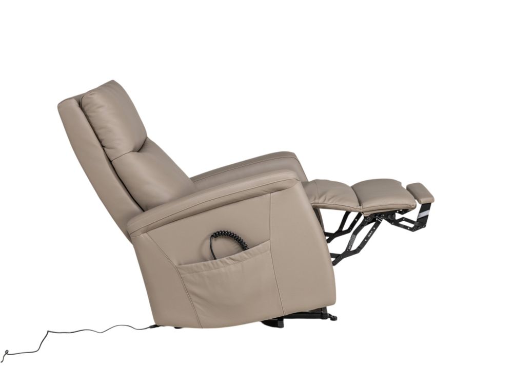 Elektr. relaxfauteuil ROGER - Taupe leder DEZ-83-TZ1