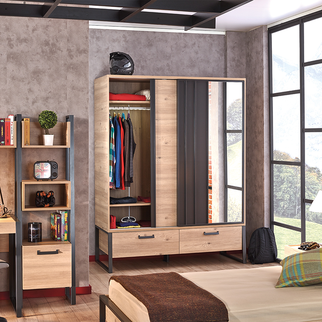 Schuifdeurkast IRONY - Blank Eik