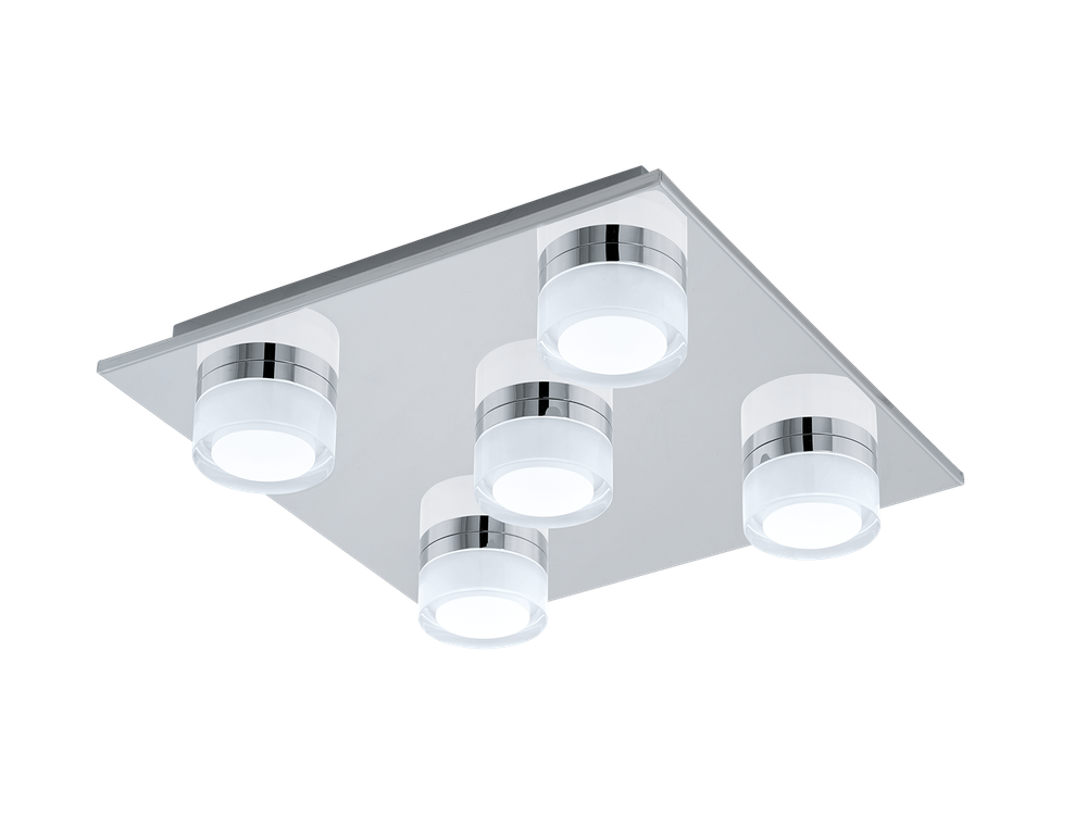 Wandlamp ROMENDO in chroom en wit met vijf verlichtingspunten.