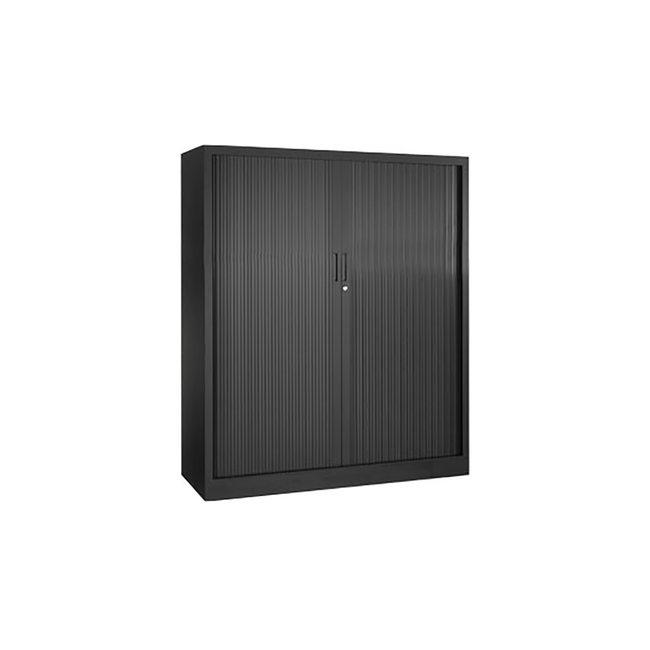 Roldeurkast met 2 legplanken - Zwart