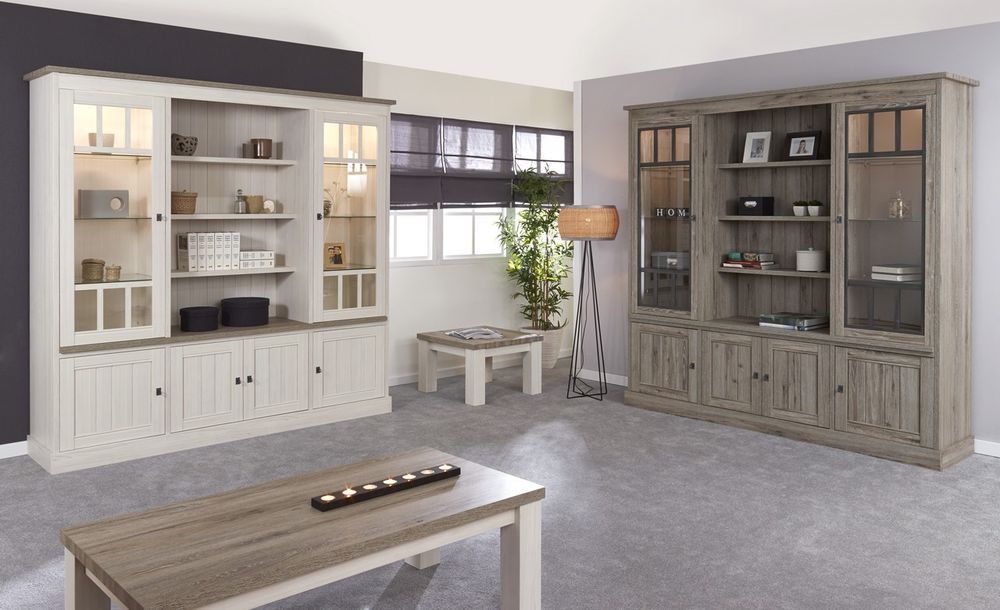 Kast vitrine YORK - Lariks & Crystal Oak Beige MBR-1-000073