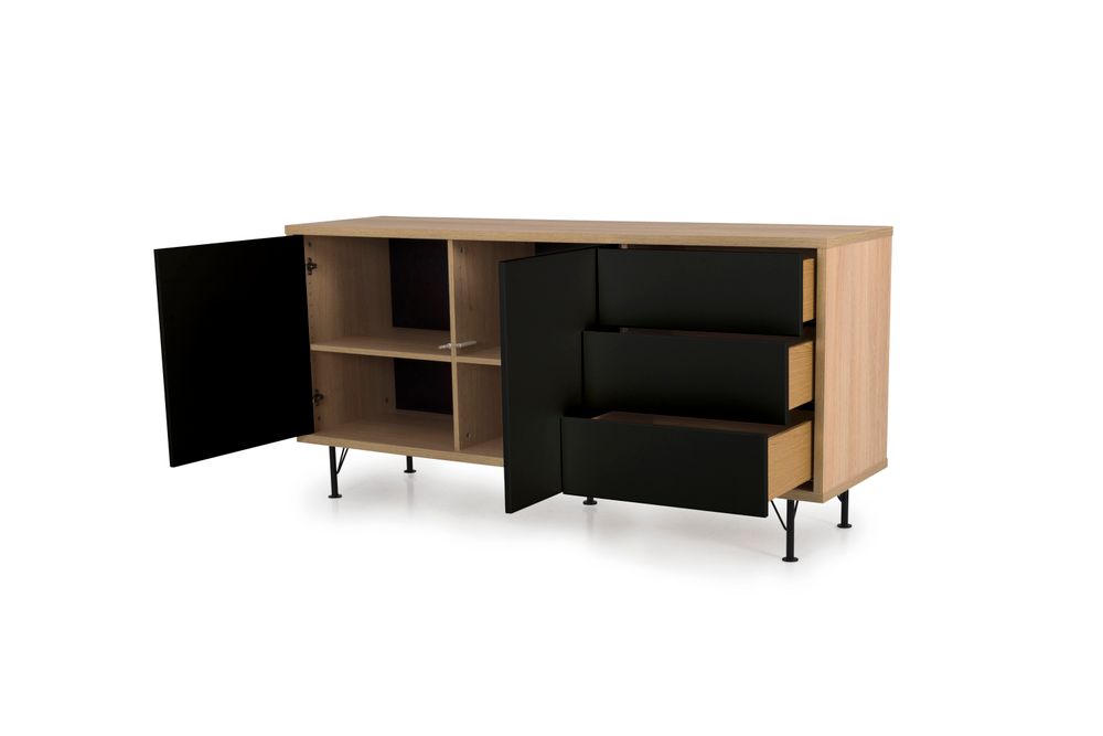 Dressoir 'Flow' - kleur: Eik/Z TRS FLO DR2D3L