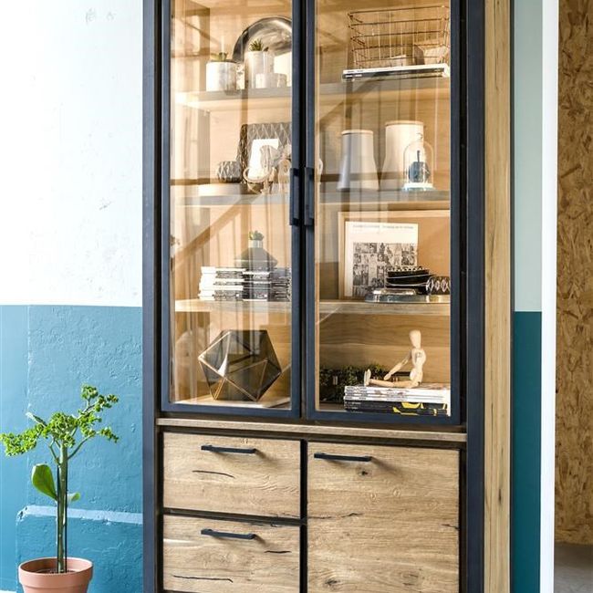 Kast vitrine METALO - Railway Brown