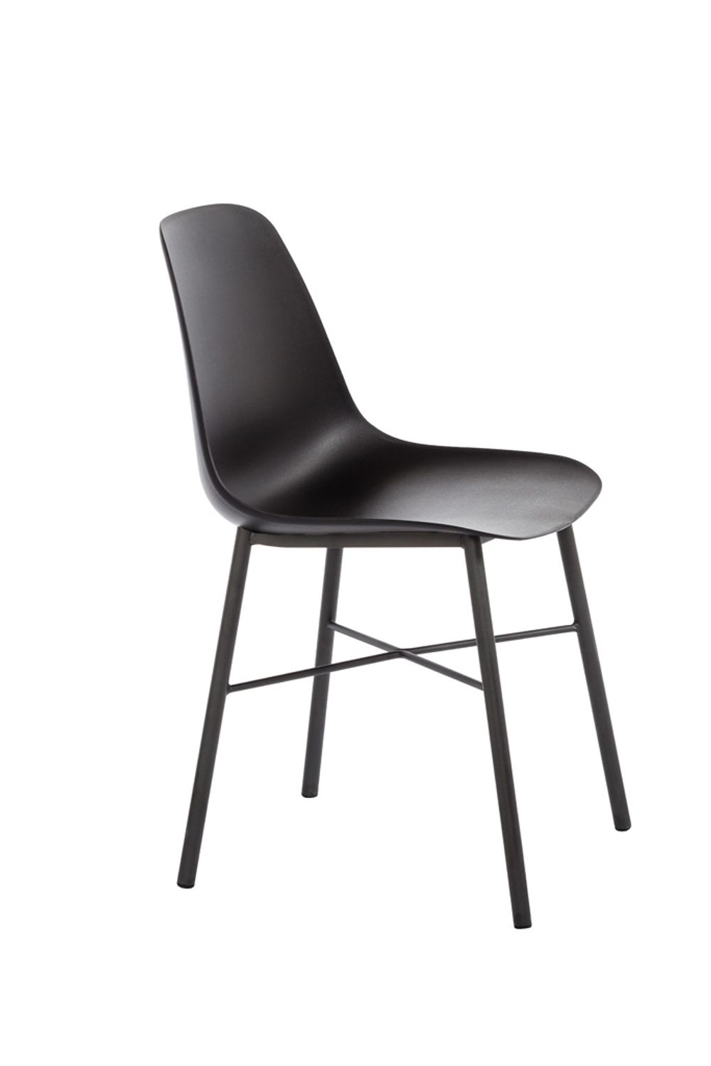Kuipstoel CLOE in ashgrey kunststof met zwarte metalen poten.