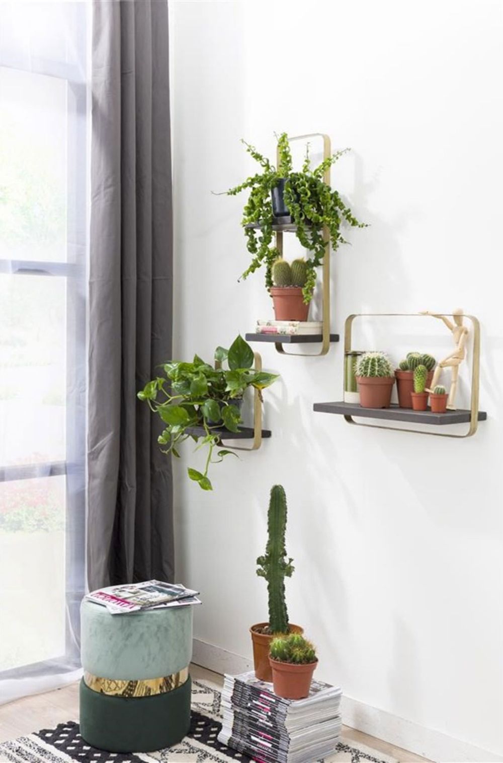 Wandplank ROSETTA - Zwart/Goud CCM 40509-ZWA