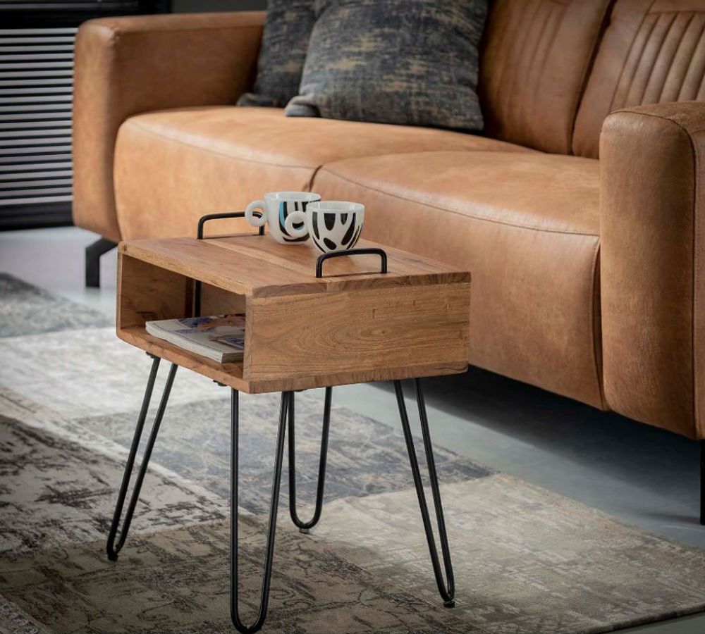 Nachtkastje QUADRO - Massief acaciahout ZLS 2332