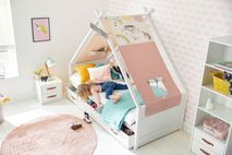 Nachtkast - Wit met lederen grepen SCE 4220