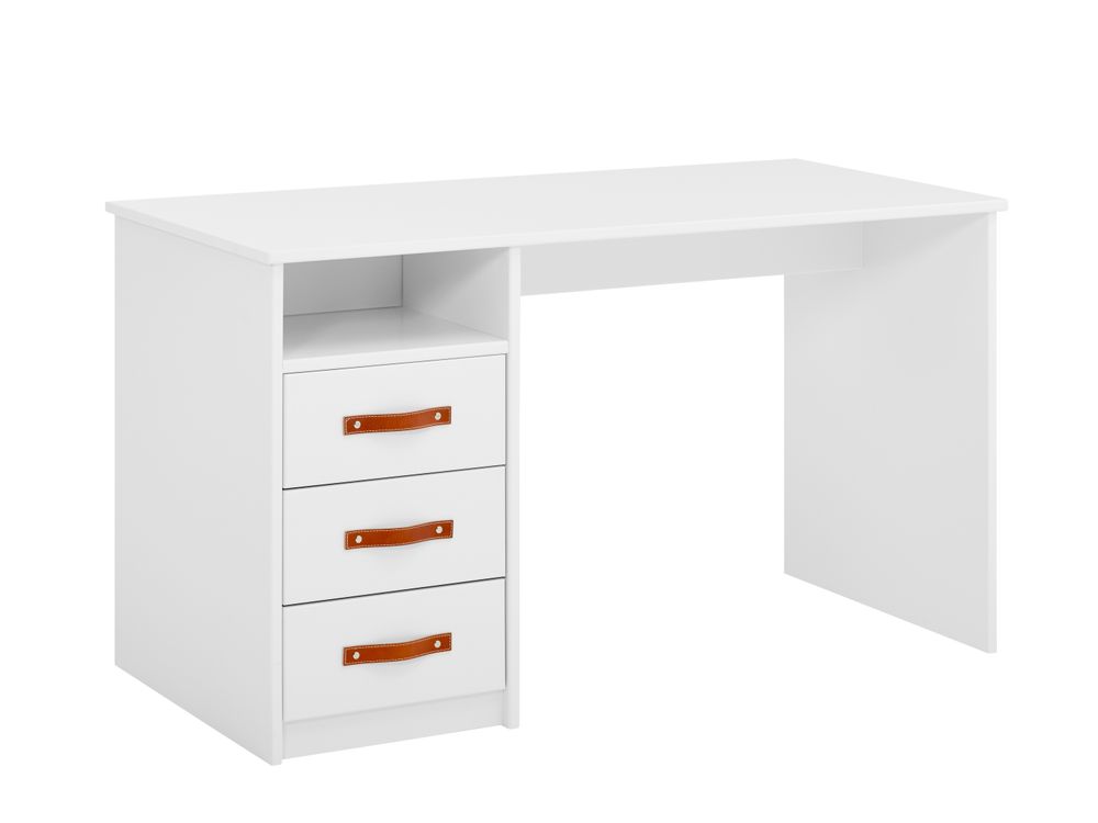 Bureau - Wit met lederen grepen SCE 4230
