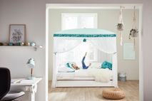 Hemelbed met rolbodem - kleur: Wit gelakt SCE 4634WG
