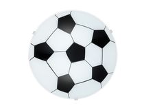 Plafondlamp / wandlamp van metaal met glas in zwart-wit voetbalpatroon.