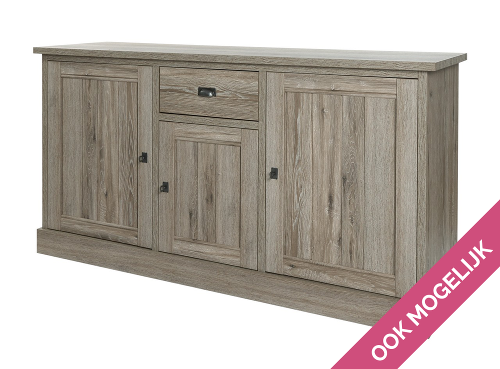 Dressoir YORK van lariks en crystal oak met beige details.