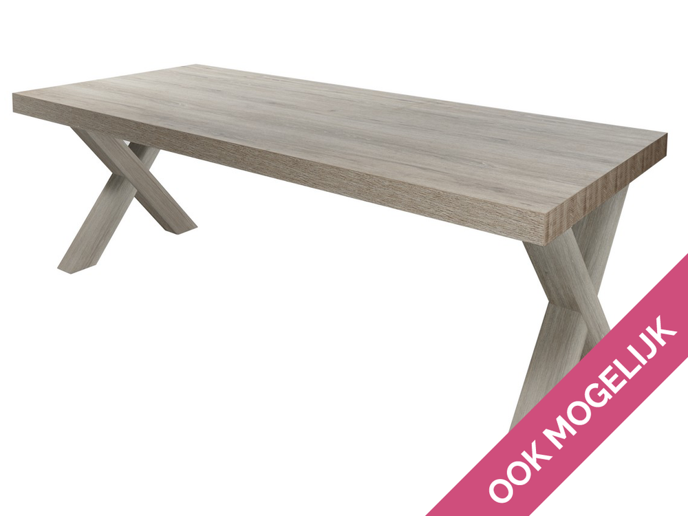 Eetkamertafel YORK cross poten - Lariks & Crys MBR YO T17X