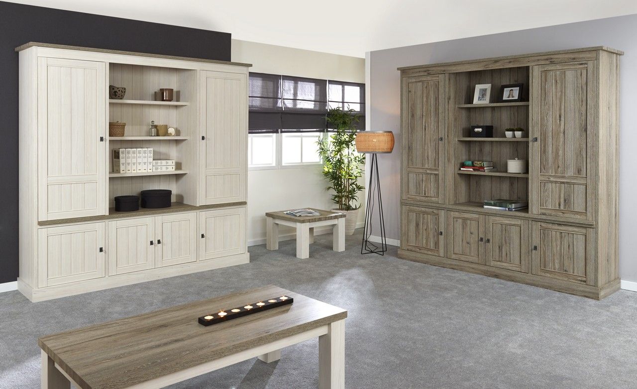 Wandkast YORK - Lariks & Crystal oak beige