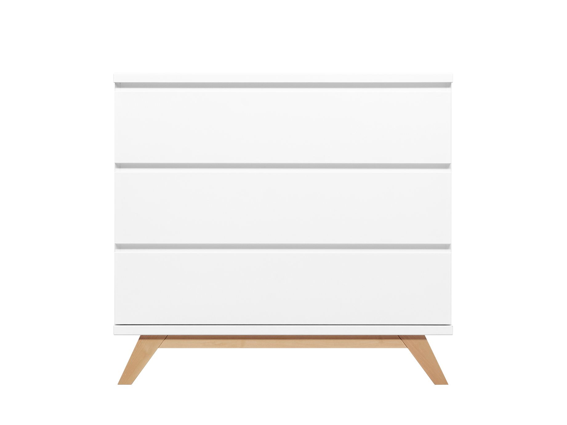 Commode 3 laden LYNN - Wit/Naturel