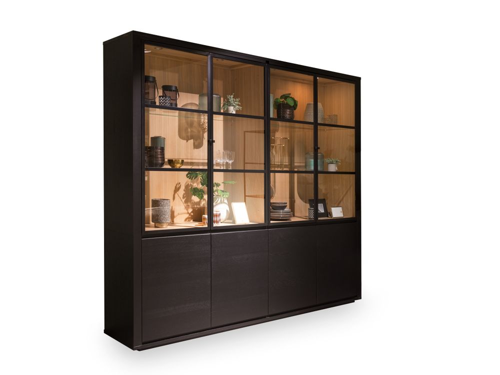 Vitrine ZEN incl. led - Black matte/smoked oak FDF-15-000270