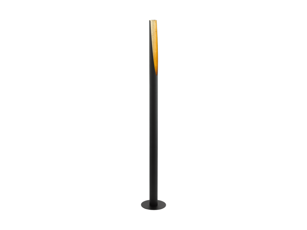 Vloerlamp BARBOTTO - Zwart/goud, gemaakt van aluminium, met geïntegreerde LED strip.
