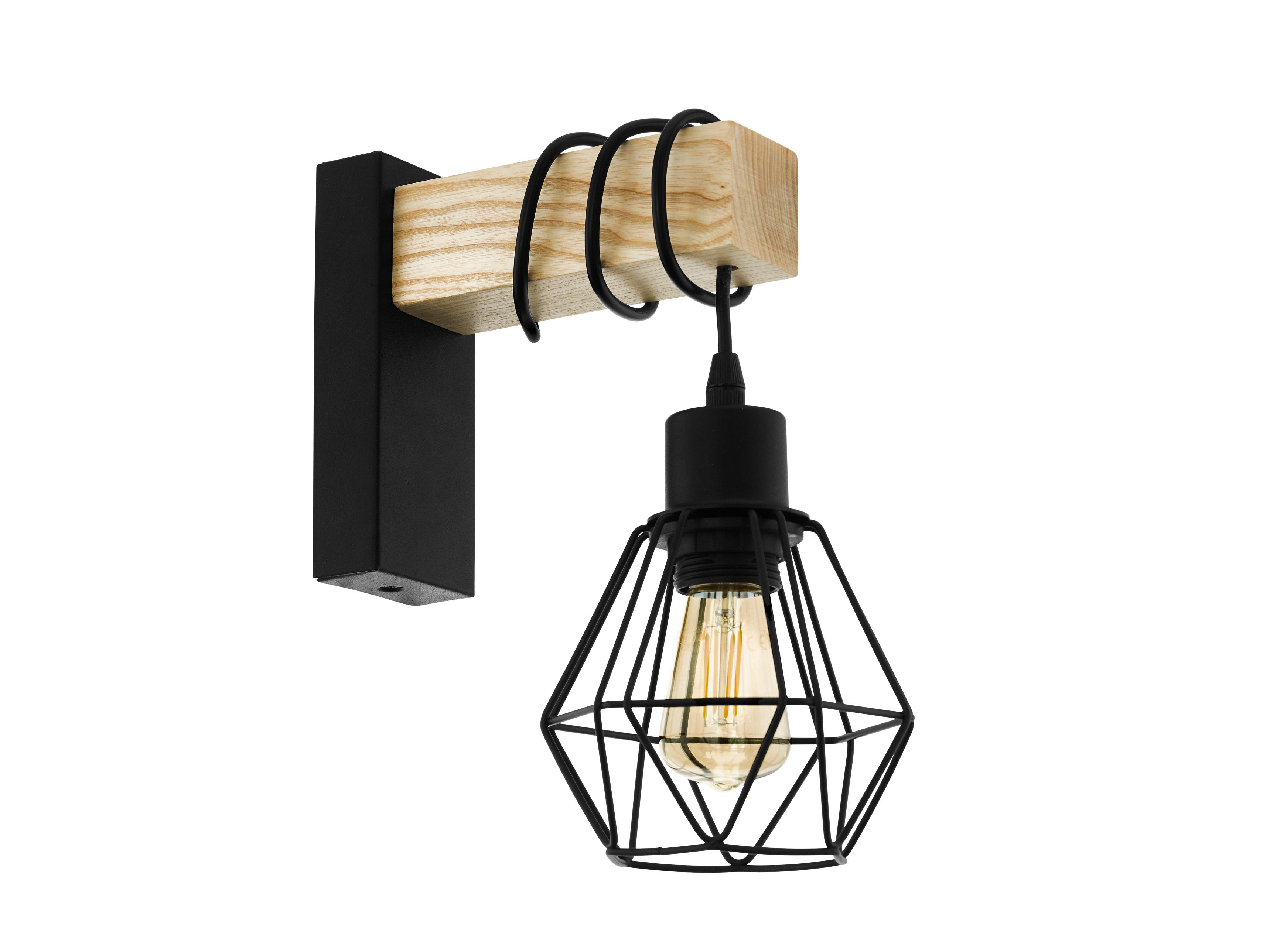 Wandlamp TOWNSHEND 5 - Hout & Zwart Metaal