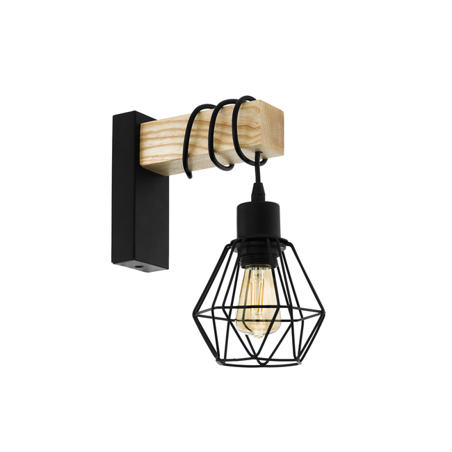 Wandlamp TOWNSHEND 5 - Hout & Zwart Metaal