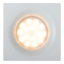Vierkante, witte inbouwspot ZIVA van aluminium met warmwit licht.