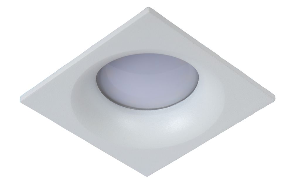 Witte vierkante aluminium inbouwspot ZIVA met ronde lichtbron.