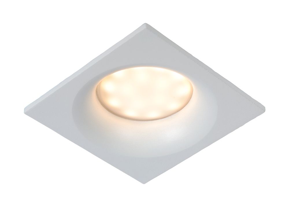 Vierkante witte kunststof inbouwspot ZIVA met warmwit licht.