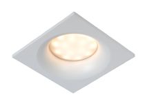 Vierkante witte kunststof inbouwspot ZIVA met warmwit licht.