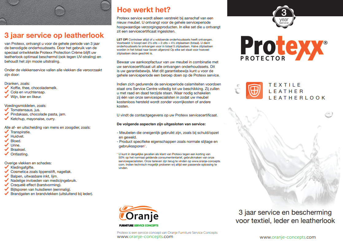 Protexx lederlookkit | 1 zitplaats | 3 jaar vlekke