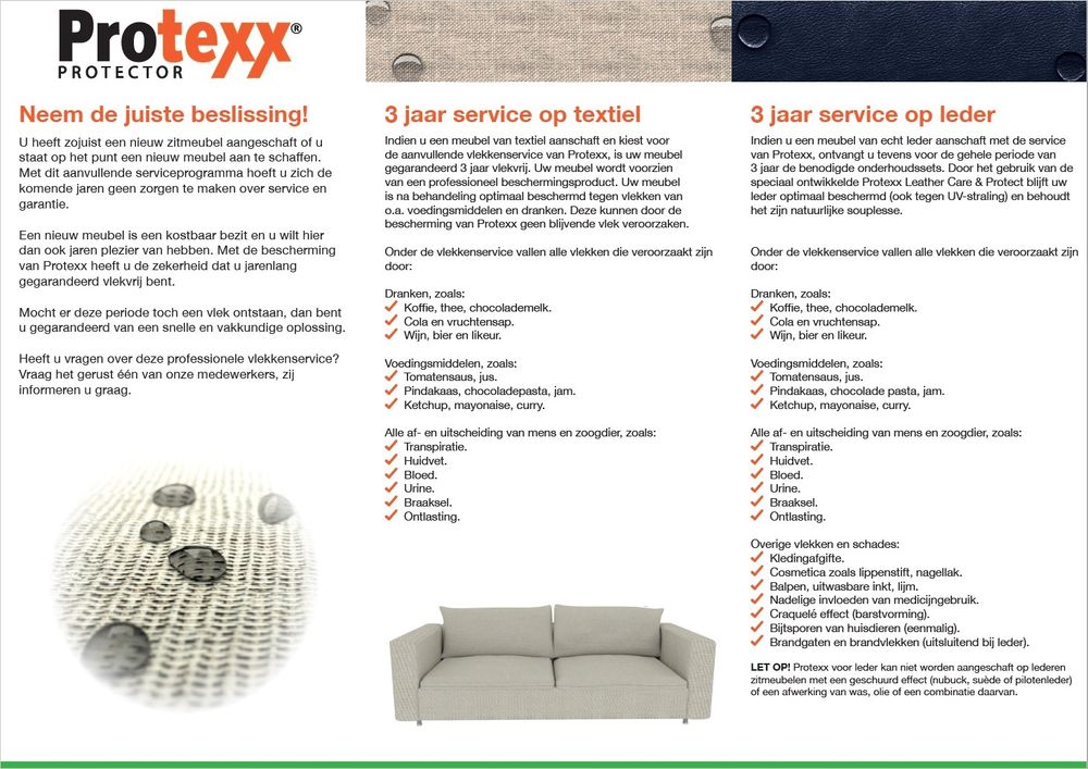 Protexx stofkit | 2 zitplaatsen | 3 jaar vlekkenga C-ORN PR S2-3