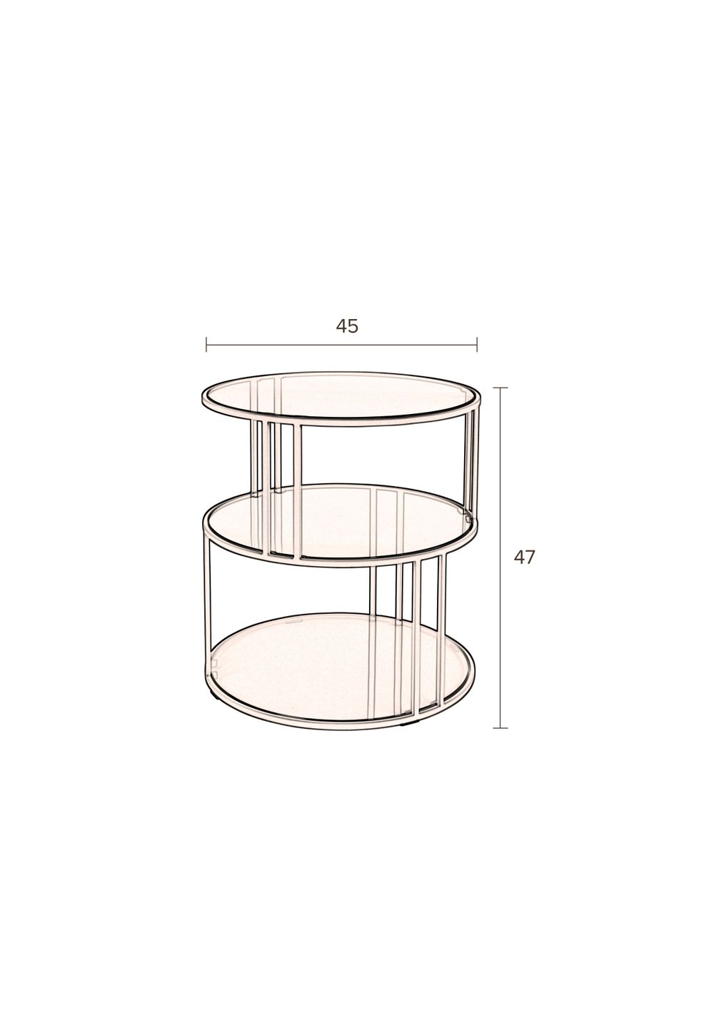 Bijzettafel TORN - Goud/Glas ZVR 2300174