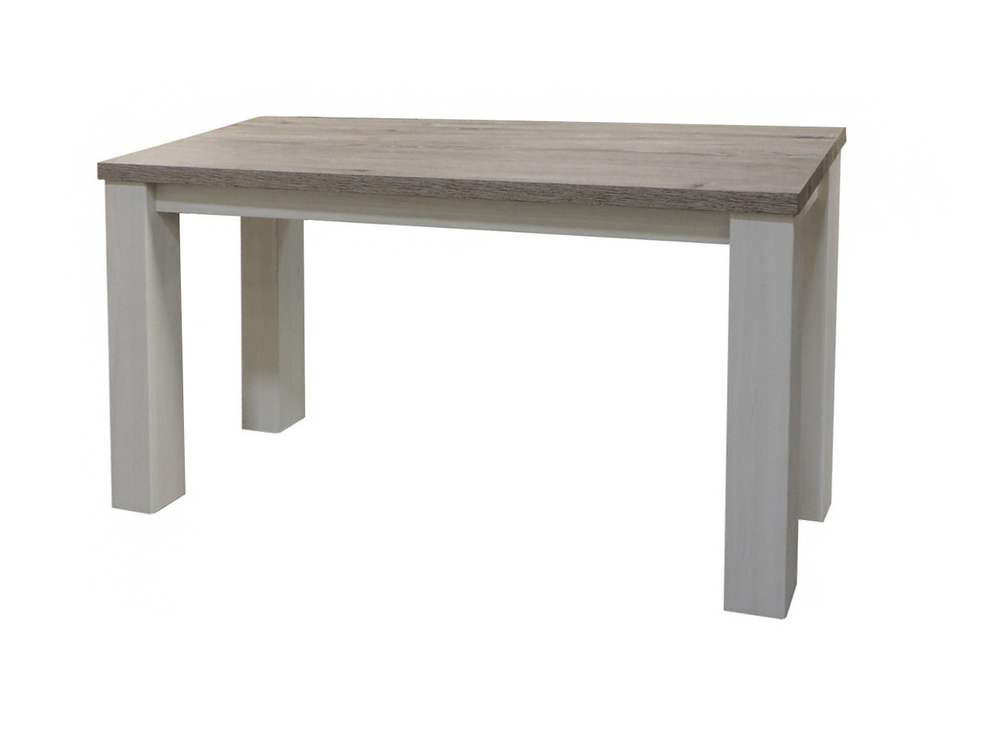 Wandtafel YORK, gemaakt van lariks- en Crystal Oak Beige hout, met twee kleuren.