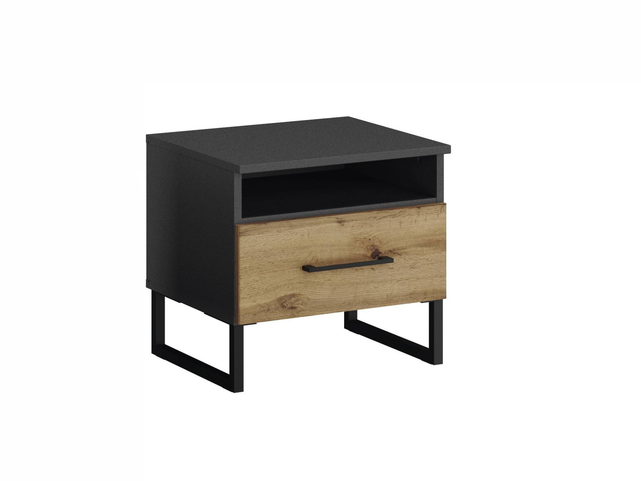 Nachttafel BUTTE - Wotan Eik/Metallic Grijs RCH BU NT