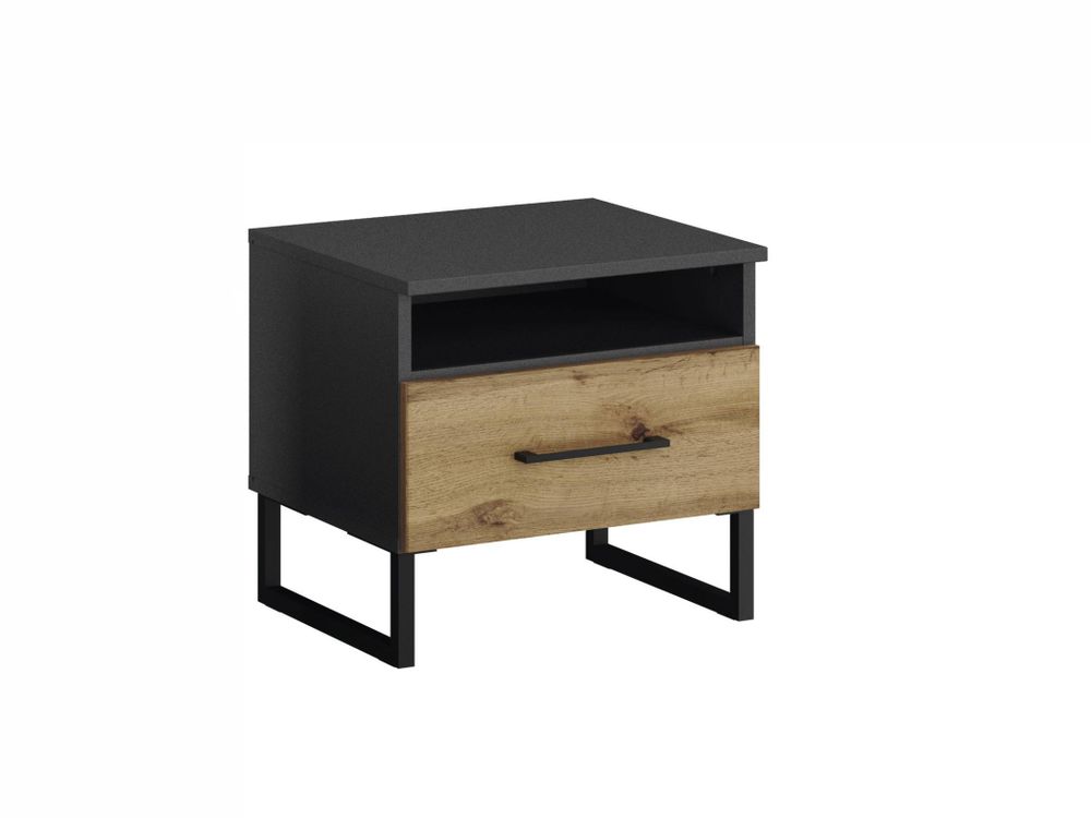 Nachttafel BUTTE - Wotan Eik/Metallic Grijs RCH BU NT