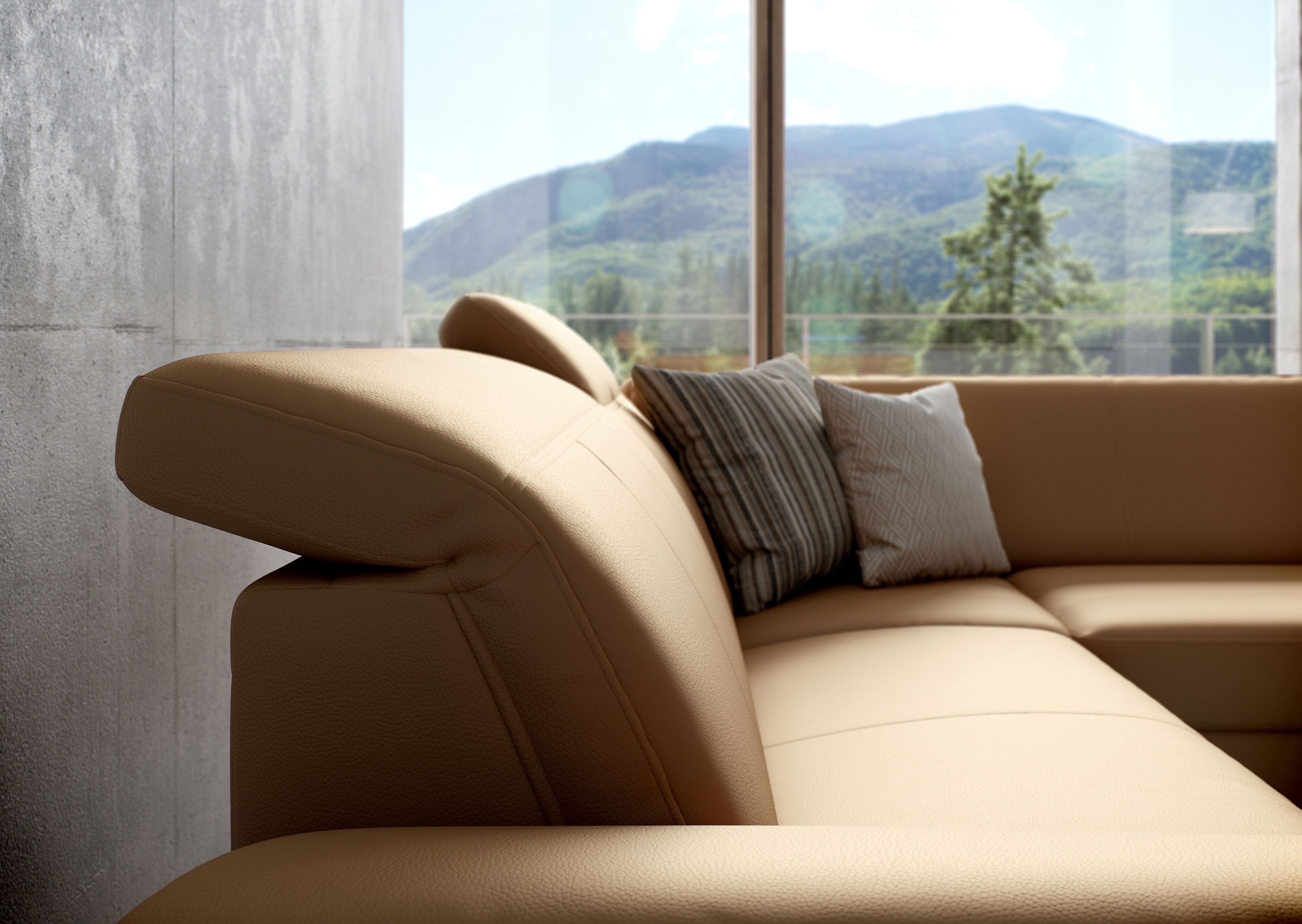 ROM Cadini hoeksalon cognac leder toonzaalmodel